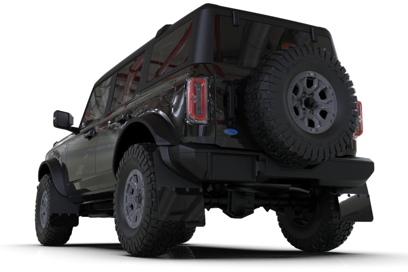 Rally Armor 21-25 Ford Bronco (Steel Bmpr + RR- NO Rptr/Sprt) Blk Mud Flap w/Cy Orange Logo