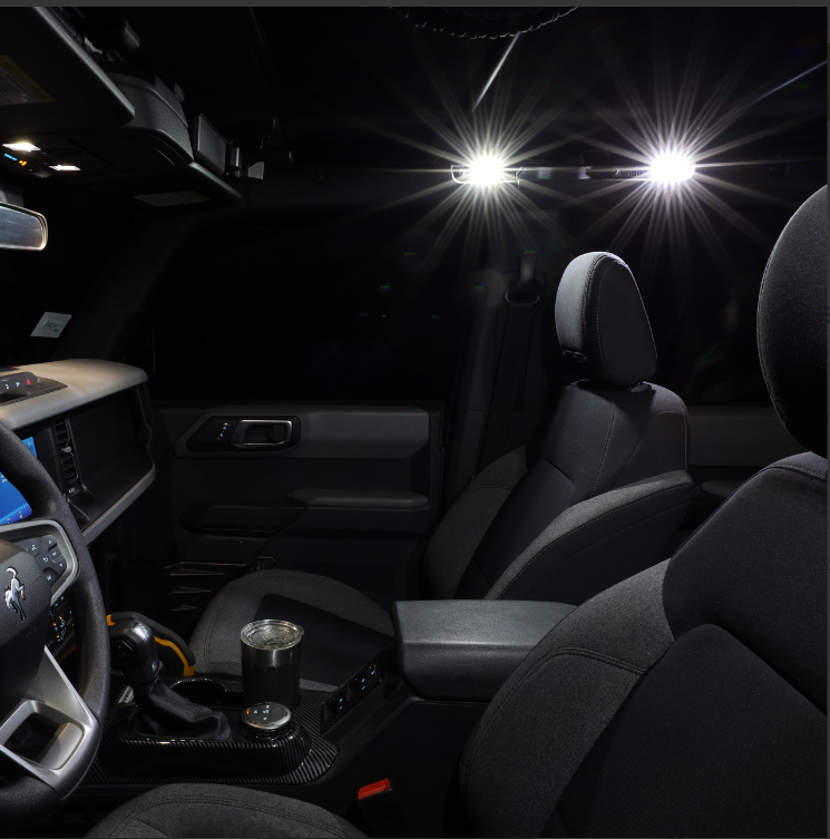 IAG 4PC Interior LED Dome Light Kit V2 with Harness For 2021+ Ford Bronco 2 Door/4 Door with Soft Top