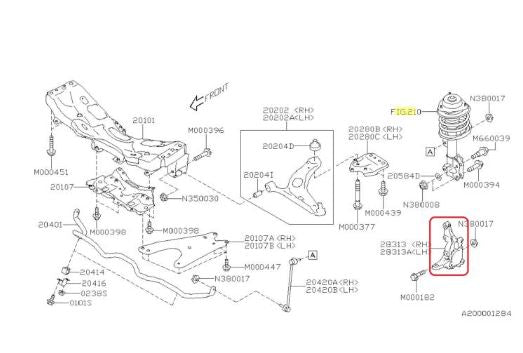 Subaru WRX TR Left Front Knuckle Assembly