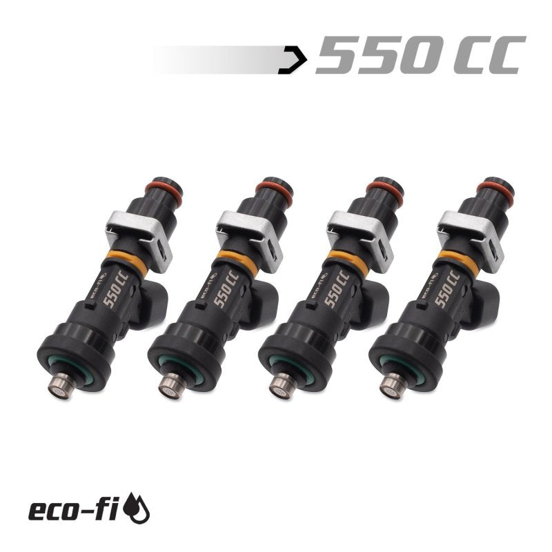 BLOX Racing Eco-Fi Street Injectors 550cc/min w/1/2in Adapter Honda B/D/H Series (Set of 4)