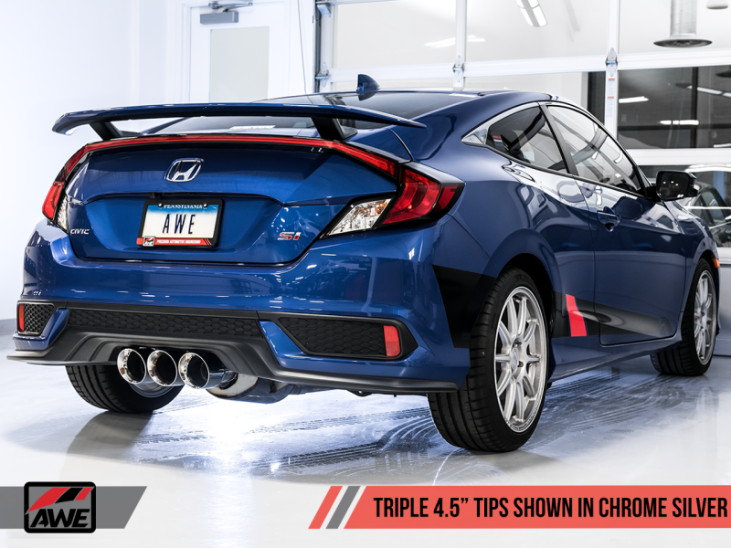 AWE Tuning 2016+ Honda Civic Si Touring Edition Exhaust w/Front Pipe & Triple Chrome Silver Tips