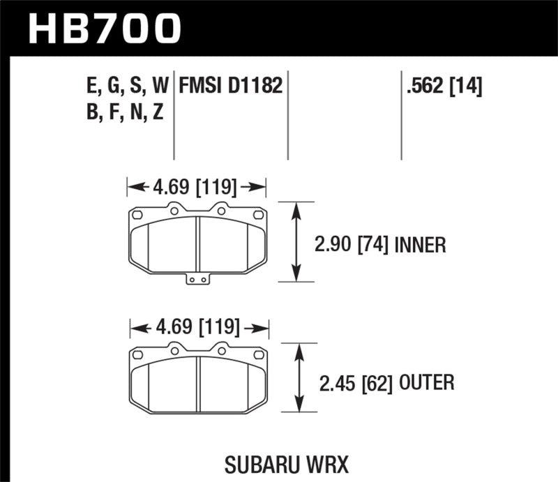 Hawk 06-07 Subaru Impreza WRX DTC-60 Front Race Brake Pads