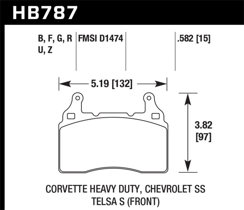 Hawk 15-17 Chevy Corvette Z06 Performance Ceramic Street Front Brake Pads