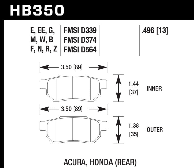 Hawk 1990-1993 Acura Integra GS HPS 5.0 Rear Brake Pads