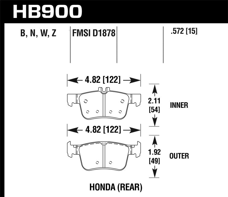 Hawk 16-17 Honda Civic Performance Ceramic Street Rear Brake Pads