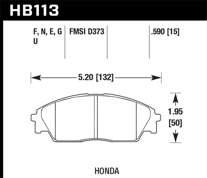 Hawk Honda/ Acura 88-91 Civic Wagon/90-91CRX Si/ 88-90 Prelude S HP+ Street Front Brake Pads
