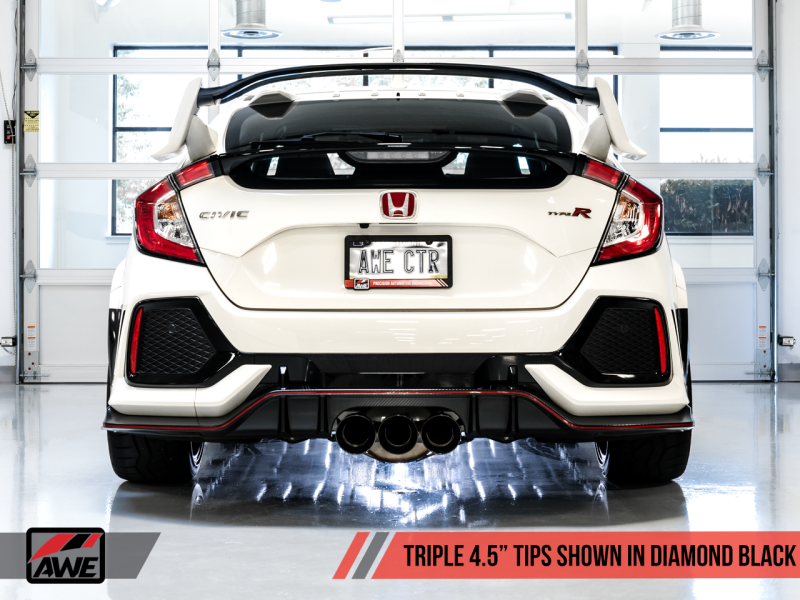 AWE Tuning 2017+ Honda Civic Type R Touring Edition Exhaust w/Front & Mid Pipe - Diamond Blk Tips